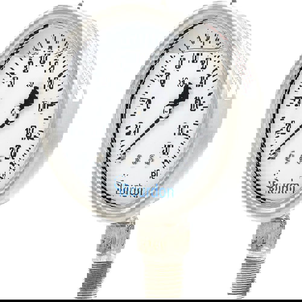 Pressure Gauges; Gauge Type: Commercial Pressure Gauges ; Scale Type: Single ; Accuracy (%): 1.6 ; Dial Type: Analog ; Thread Type: NPT ; Bourdon Tube Material: Stainless Steel