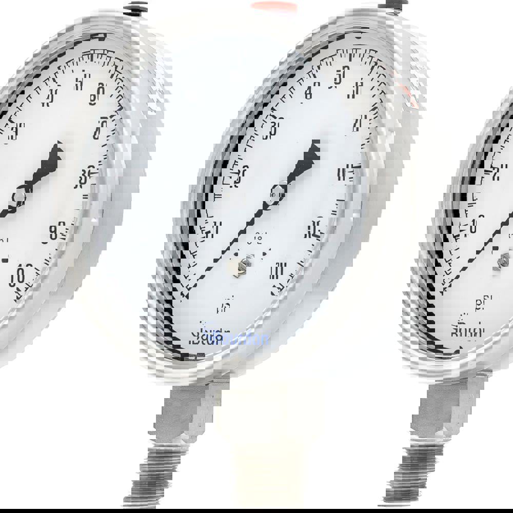 Pressure Gauges; Gauge Type: Commercial Pressure Gauges ; Scale Type: Single ; Accuracy (%): Class 1 - 1% Accuracy (full scale) ; Dial Type: Analog ; Thread Type: NPT ; Bourdon Tube Material: Stainless Steel