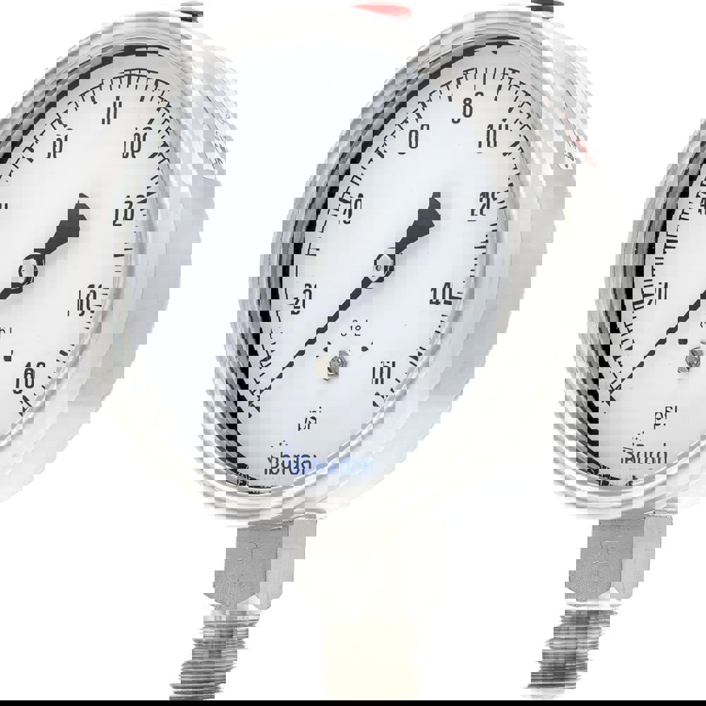 Pressure Gauges; Gauge Type: Commercial Pressure Gauges ; Scale Type: Single ; Accuracy (%): Class 1 - 1% Accuracy (full scale) ; Dial Type: Analog ; Thread Type: NPT ; Bourdon Tube Material: Stainless Steel