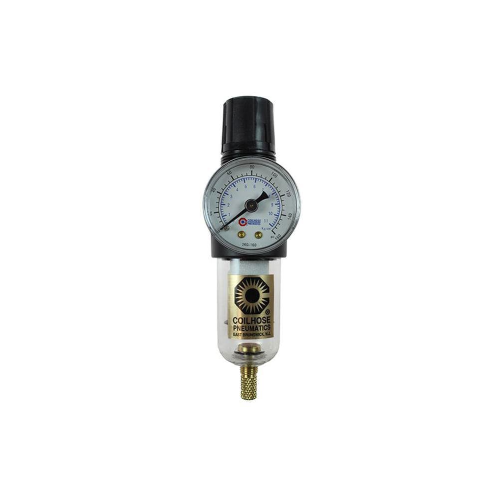 FRL Combination Unit: 1/8 NPT, Miniature, 1 Pc Filter/Regulator with Pressure Gauge