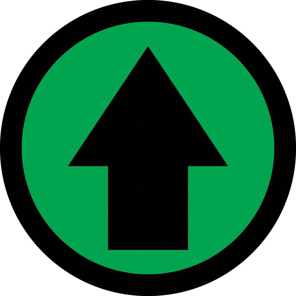 Adhesive Backed Floor Signs; Message Type: Traffic Control ; Message or Graphic: Graphic Only ; Legend: Arrow Graphic ; Material: Vinyl ; Legend Color: Black ; Color: Black; Green