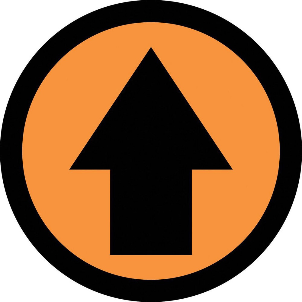 Adhesive Backed Floor Signs; Message Type: Traffic Control ; Message or Graphic: Graphic Only ; Legend: Arrow Graphic ; Material: Vinyl ; Legend Color: Black ; Color: Black; Orange