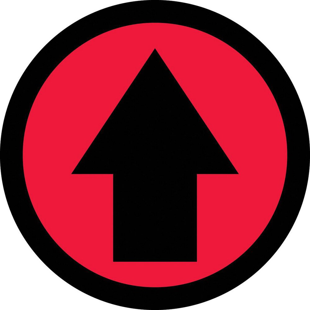 Adhesive Backed Floor Signs; Message Type: Traffic Control ; Message or Graphic: Graphic Only ; Legend: Arrow Graphic ; Material: Vinyl ; Legend Color: Black ; Color: Black; Red
