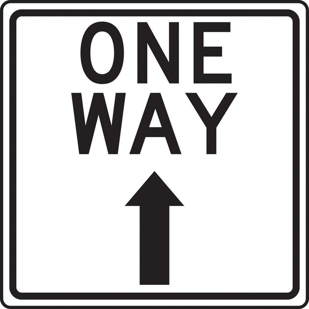 Adhesive Backed Floor Signs; Message Type: Traffic Control ; Message or Graphic: Message & Graphic ; Legend: ONE WAY ; Material: Vinyl ; Legend Color: Black ; Color: Black; White