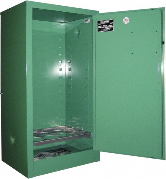 Flammable & Hazardous Storage Cabinets: 1 Door, Manual Closing, Green