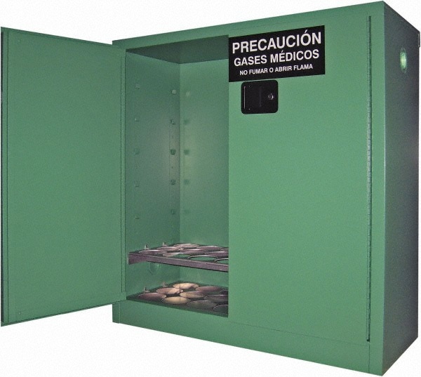 Flammable & Hazardous Storage Cabinets: 2 Door, Manual Closing, Green