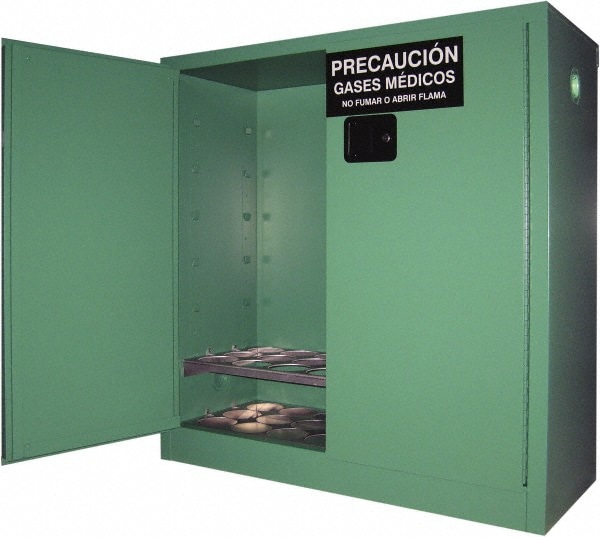 Flammable & Hazardous Storage Cabinets: 2 Door, Manual Closing, Green