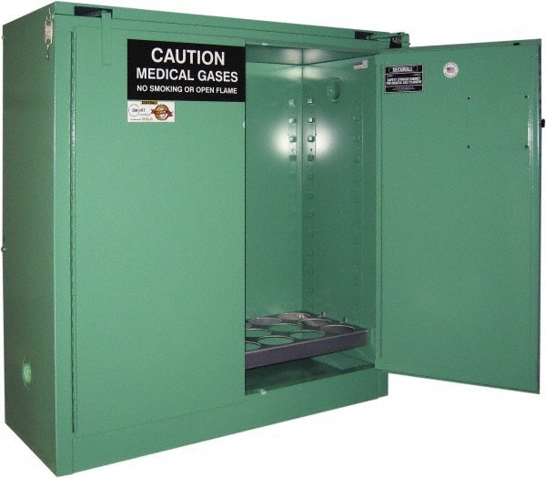 Flammable & Hazardous Storage Cabinets: 2 Door, Self Closing, Green