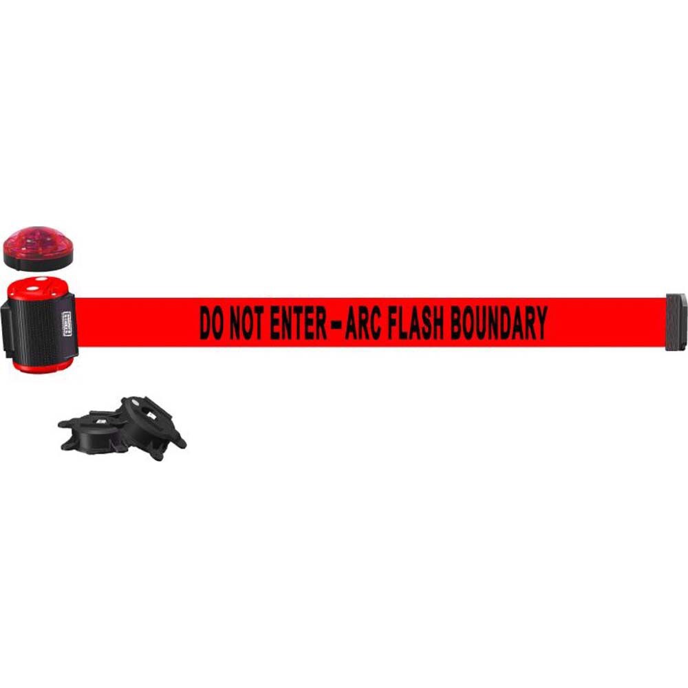 Pedestrian Barrier Mount Kit: Black & Red, Wall Mount, Use with Banner Stakes