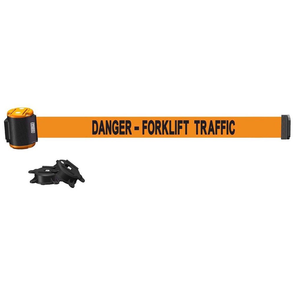 Pedestrian Barrier Mount Belt: Black & Orange, Wall Mount, Use with MH1520