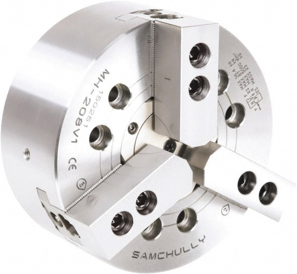 Hydraulic Power Lathe Chuck: 315 mm Dia, 3 Jaws, Plain Back Mount