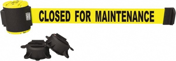 Magnetic-Mount Retractable Belt Barrier: Black & Yellow, 30' Belt Barrier Length