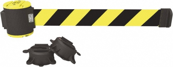 Magnetic-Mount Retractable Belt Barrier: Black & Yellow, 30' Belt Barrier Length