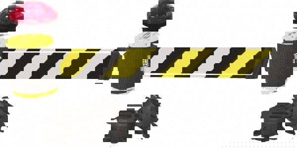 Pedestrian Barrier: Polyester, Black & Yellow, Wall Mount