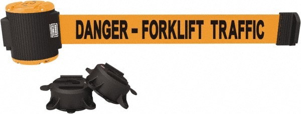 Magnetic-Mount Retractable Belt Barrier: Black & Orange, 30' Belt Barrier Length