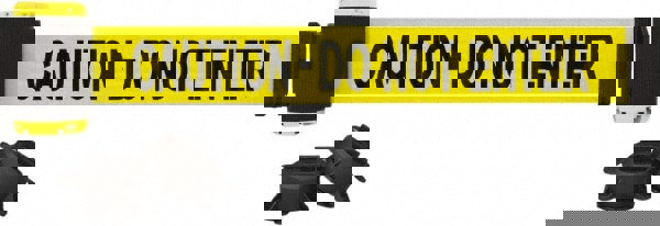 Magnetic Wall Mount Barrier: Black on Yellow, 7' Long, 2-1/2