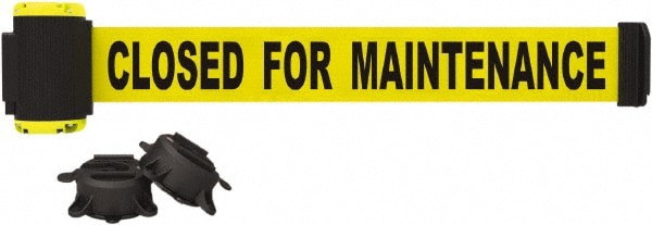 Magnetic-Mount Retractable Belt Barrier: Black & Yellow, 7' Belt Barrier Length