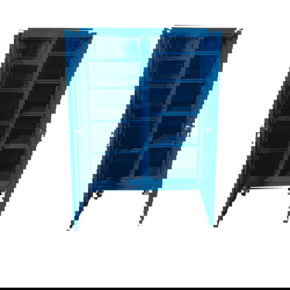 Storage Cabinets; Cabinet Type: Lockable Mobile Storage Cabinet ; Cabinet Material: Steel; MDF Board ; Locking Mechanism: Keyed ; Assembled: Yes ; Color: Signal Blue ; Handle Material: Cast Iron