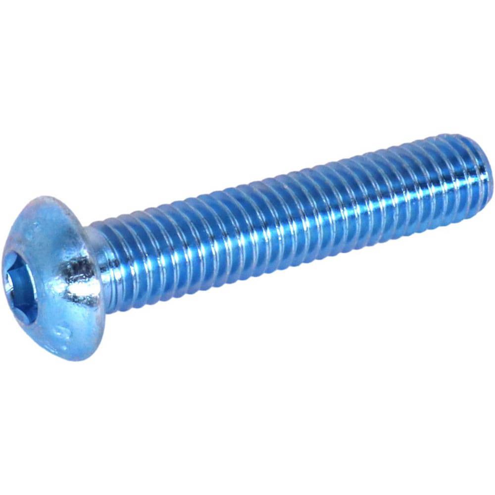 Button Socket Cap Screws; Thread Size (mm): M3x0.5 ; Drive Type: Hex ; Drive Size (mm): 2.00 ; Length Under Head (mm): 16.00 ; Material: Alloy Steel ; Finish/Coating: Zinc-Blue Trivalent Chromate