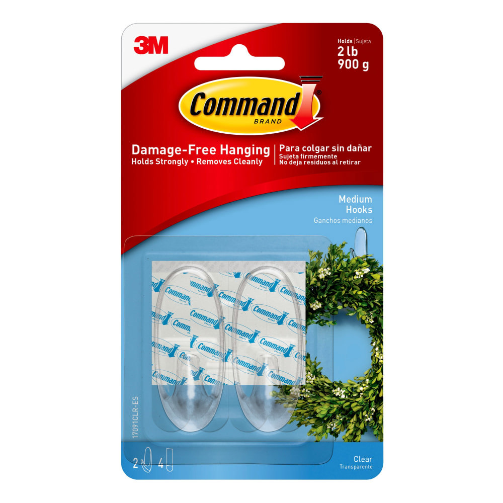 COMMAND CLEAR MEDIUM HOOKS 2PK