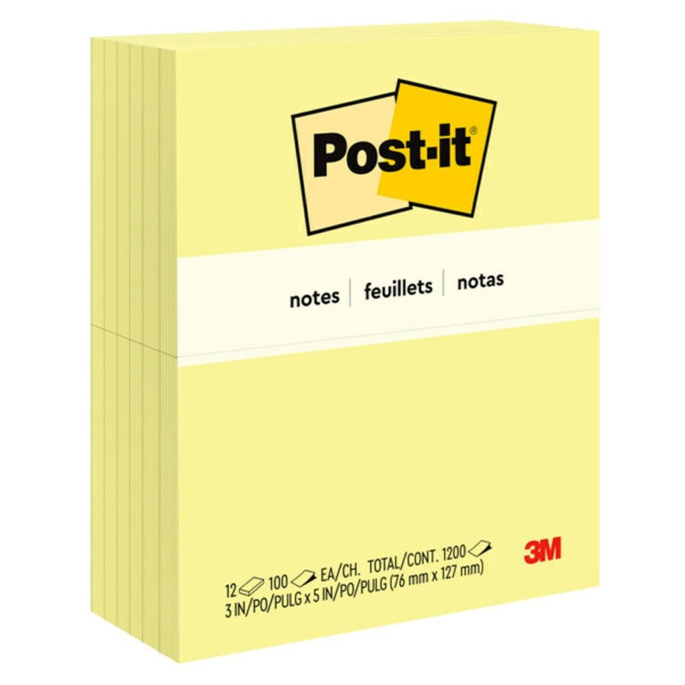 NOTE,POST-IT,3X5,12/PK,YW