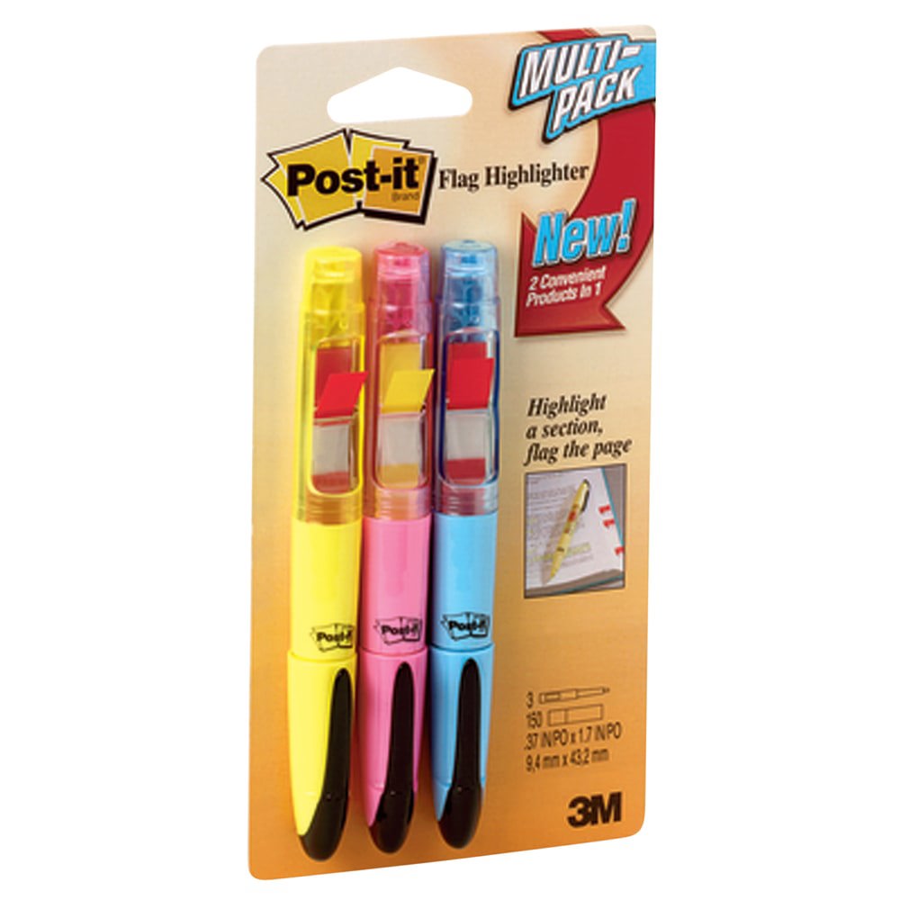 HILIGHTER,FLAG 3-PACK,AST
