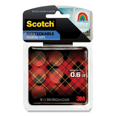 SCOTCH RESTICKABLE MOUNTING DOTS, 7/8