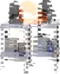 Stationary Machine Work Table: Enamel Steel, Gray