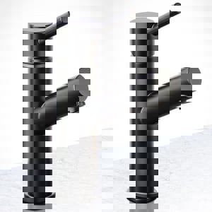 Single Handle Monoblock Bathroom Sink Faucet in Flat Black