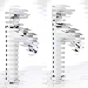 Single Handle Monoblock Bathroom Sink Faucet in Brushed Nickel