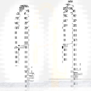 Single Handle Pull Down Kitchen Faucet in Stainless Steel