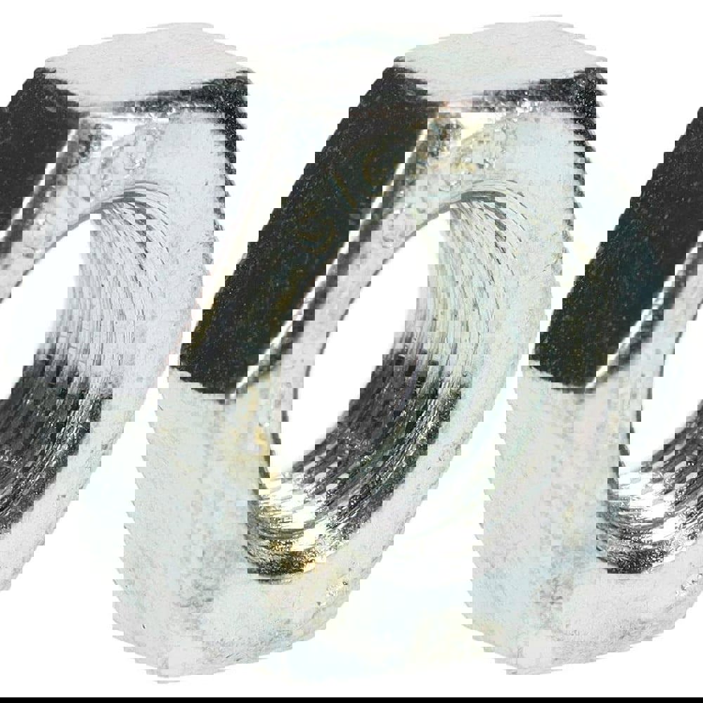 Hex Nut: 9/16-12, Grade 5 Steel, Zinc-Plated