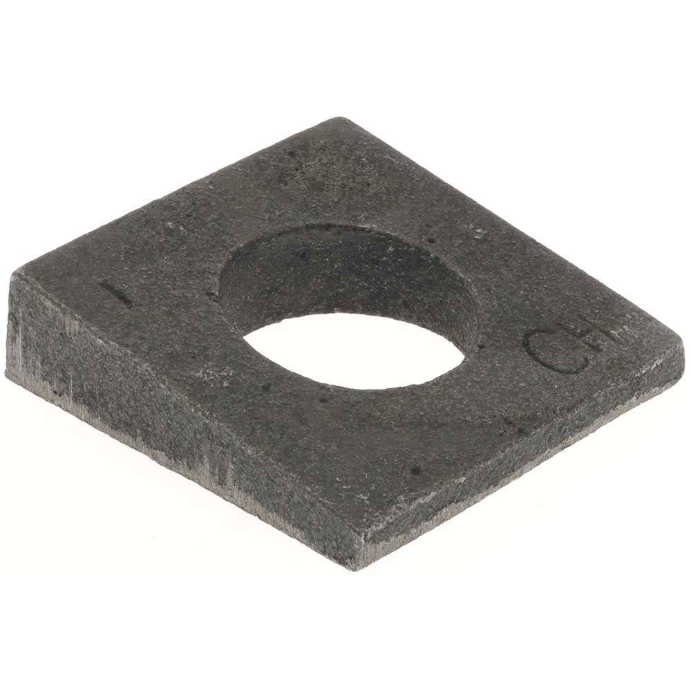 Beveled Square Washers; Bolt Size: 1 ; Material: Iron ; Minimum Thickness (Inch): 9/16 ; Bolt Size (Inch): 1 ; Inside Diameter (Inch): 1-1/16