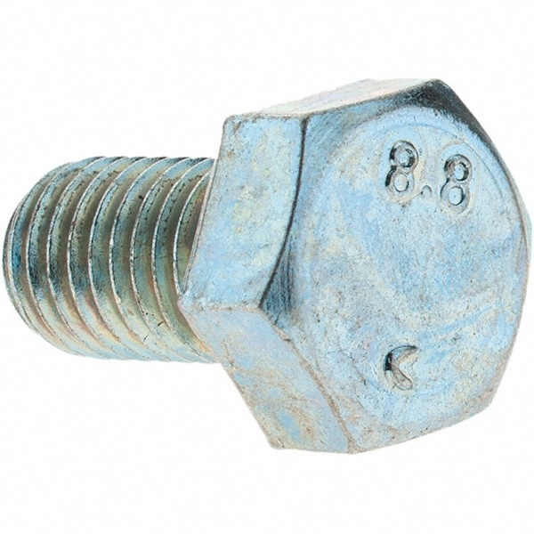 Hex Head Cap Screw: M7 x 1.00 x 12 mm, Grade 8.8 Steel, Zinc-Plated