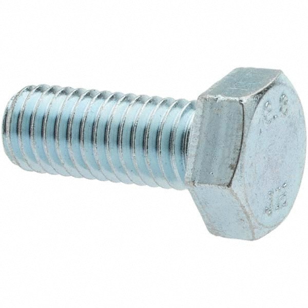Hex Head Cap Screw: M8 x 1.25 x 20 mm, Grade 8.8 Steel, Zinc-Plated
