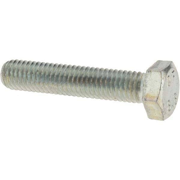 Hex Head Cap Screw: M8 x 1.25 x 40 mm, Grade 8.8 Steel, Zinc-Plated