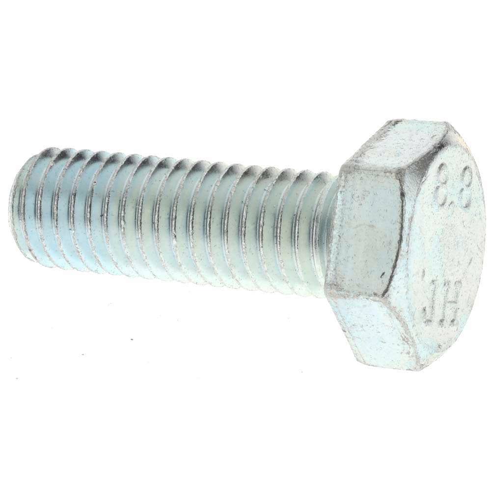 Hex Head Cap Screw: M10 x 1.50 x 30 mm, Grade 8.8 Steel, Zinc-Plated