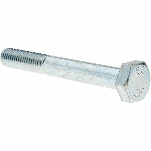Hex Head Cap Screw: M10 x 1.50 x 80 mm, Grade 8.8 Steel, Zinc-Plated