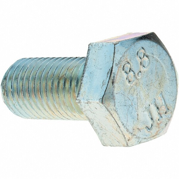 Hex Head Cap Screw: M12 x 1.50 x 25 mm, Grade 8.8 Steel, Zinc-Plated