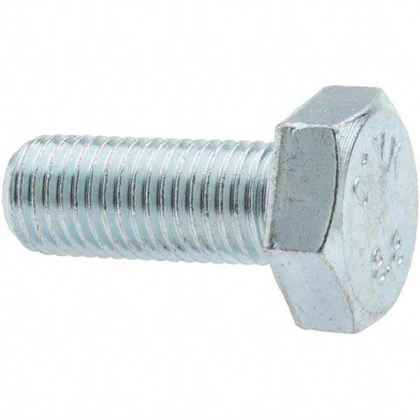 Hex Head Cap Screw: M10 x 1.25 x 25 mm, Grade 8.8 Steel, Zinc-Plated