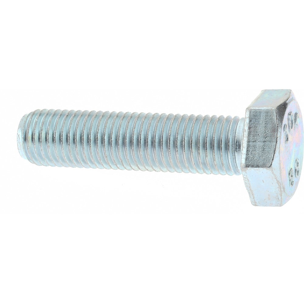 Hex Head Cap Screw: M10 x 1.25 x 40 mm, Grade 8.8 Steel, Zinc-Plated