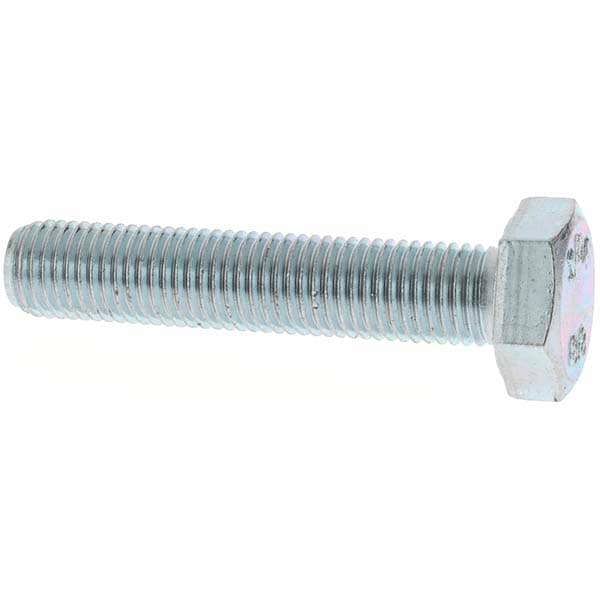 Hex Head Cap Screw: M10 x 1.25 x 50 mm, Grade 8.8 Steel, Zinc-Plated