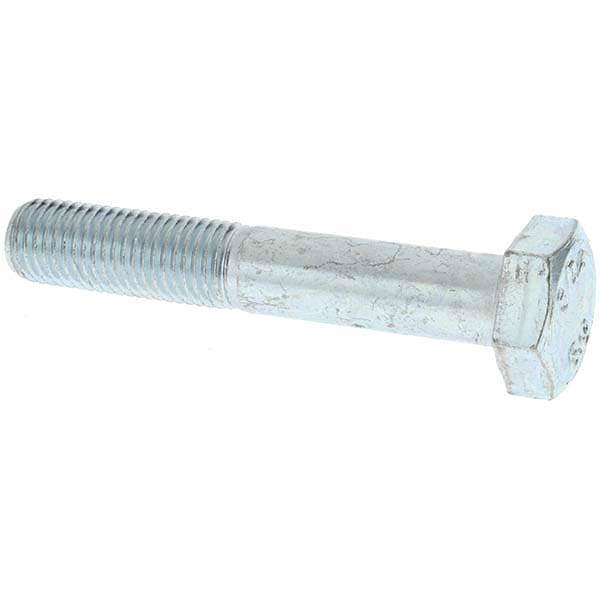 Hex Head Cap Screw: M10 x 1.25 x 60 mm, Grade 8.8 Steel, Zinc-Plated