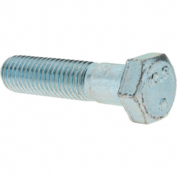 Hex Head Cap Screw: M12 x 1.75 x 50 mm, Grade 10.9 Steel, Zinc-Plated