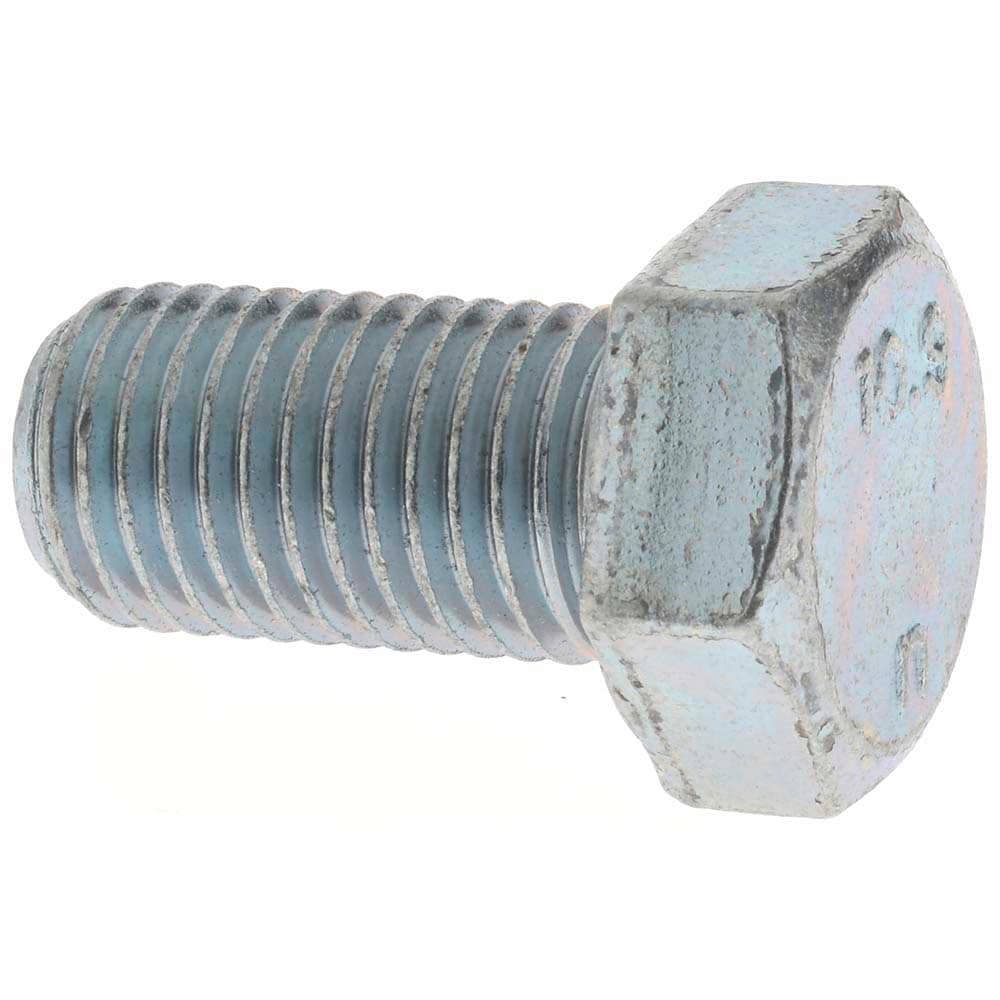 Hex Head Cap Screw: M16 x 2.00 x 30 mm, Grade 10.9 Steel, Zinc-Plated