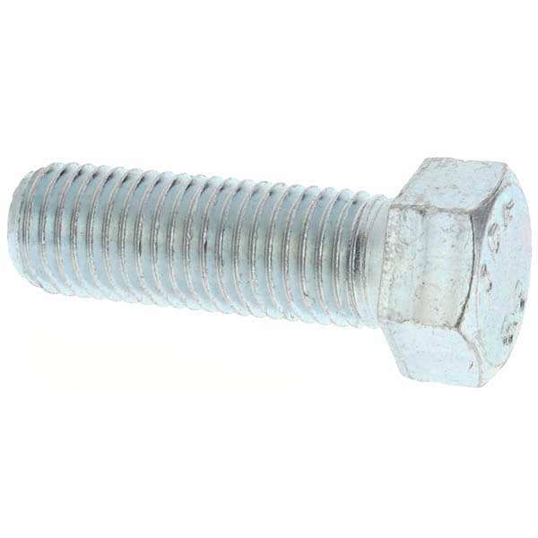 Hex Head Cap Screw: M10x1.25, 30.00 mm Length Under Head, Grade 8.8 Steel, Zinc Finish