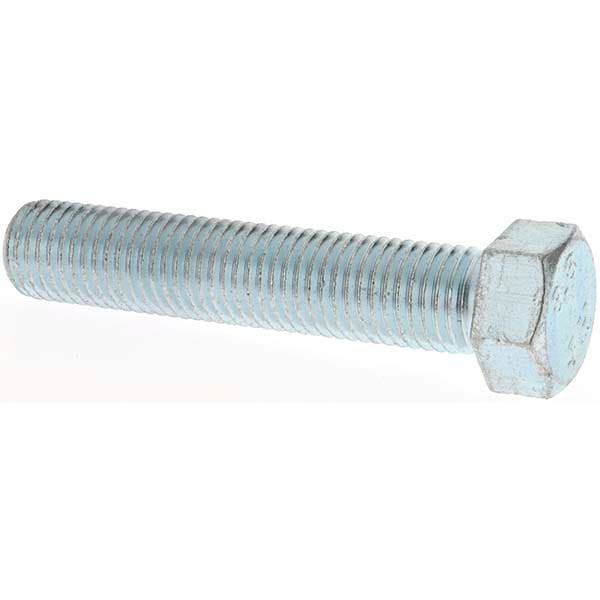 Hex Head Cap Screw: M10 x 1.25 x 50 mm, Grade 8.8 Steel, Zinc-Plated