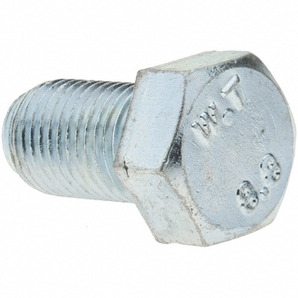 Hex Head Cap Screw: M12 x 1.25 x 20 mm, Grade 8.8 Steel, Zinc-Plated