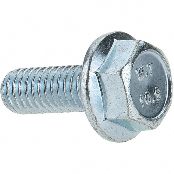 Smooth Flange Bolt: M6 x 1 Metric, 16 mm Length Under Head, Fully Threaded