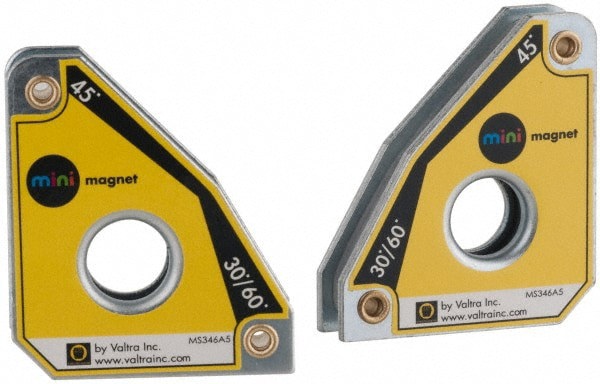 Magnetic Welding & Fabrication Squares; Holding Angle: 60 0; 45 0; 30 0; 90 0; Average Pull Force (Lb.): 25 lb; Maximum Pull Force (Lb.): 25.00; 25 lb; 11.34 kg; Width (mm): 2 in; 50.80; 50.8 mm; Height (mm): 58.74; Depth (mm): 15.88; Release Mechanism: O